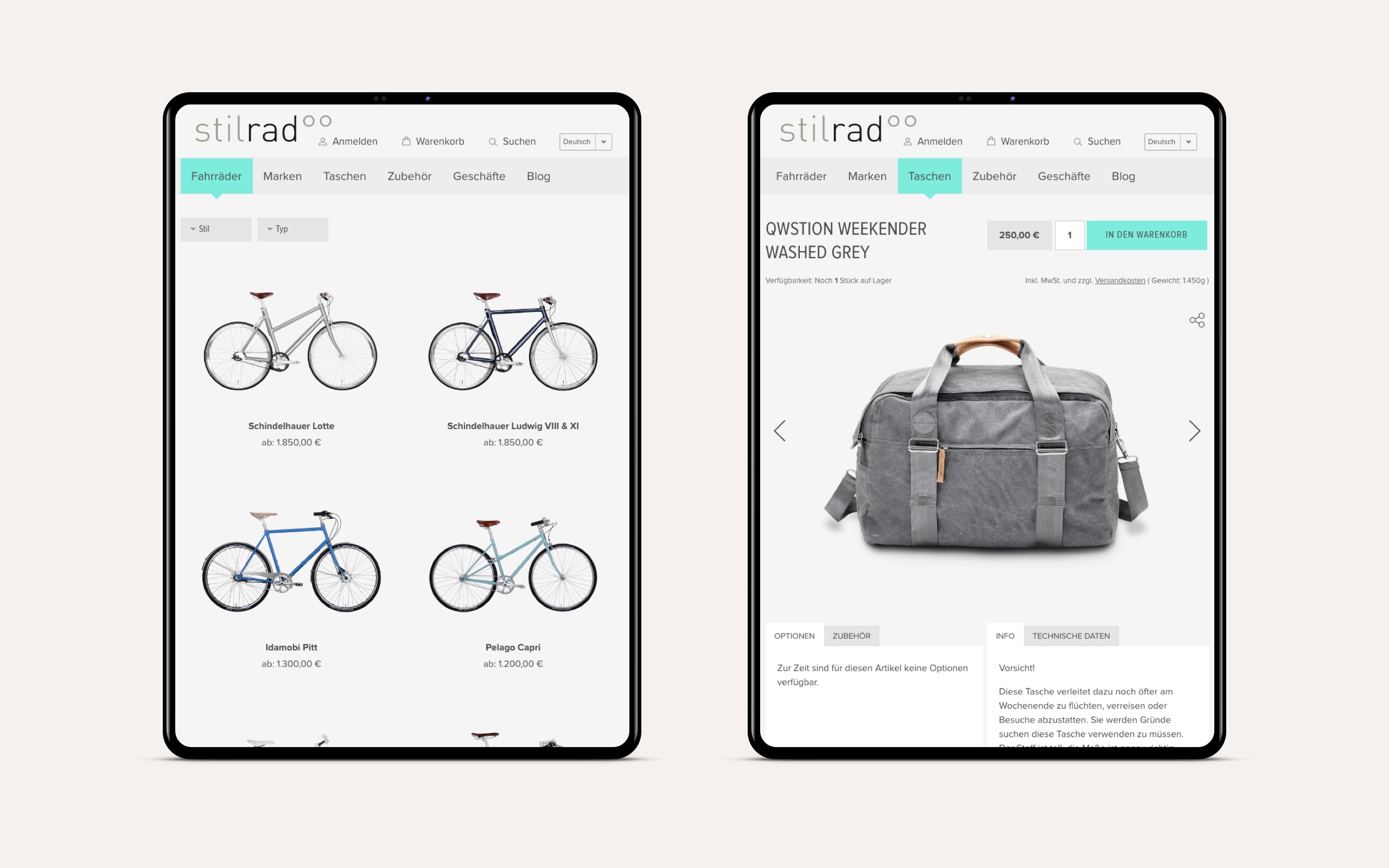 Stilrad Onlineshop Produktseiten [tablet]
